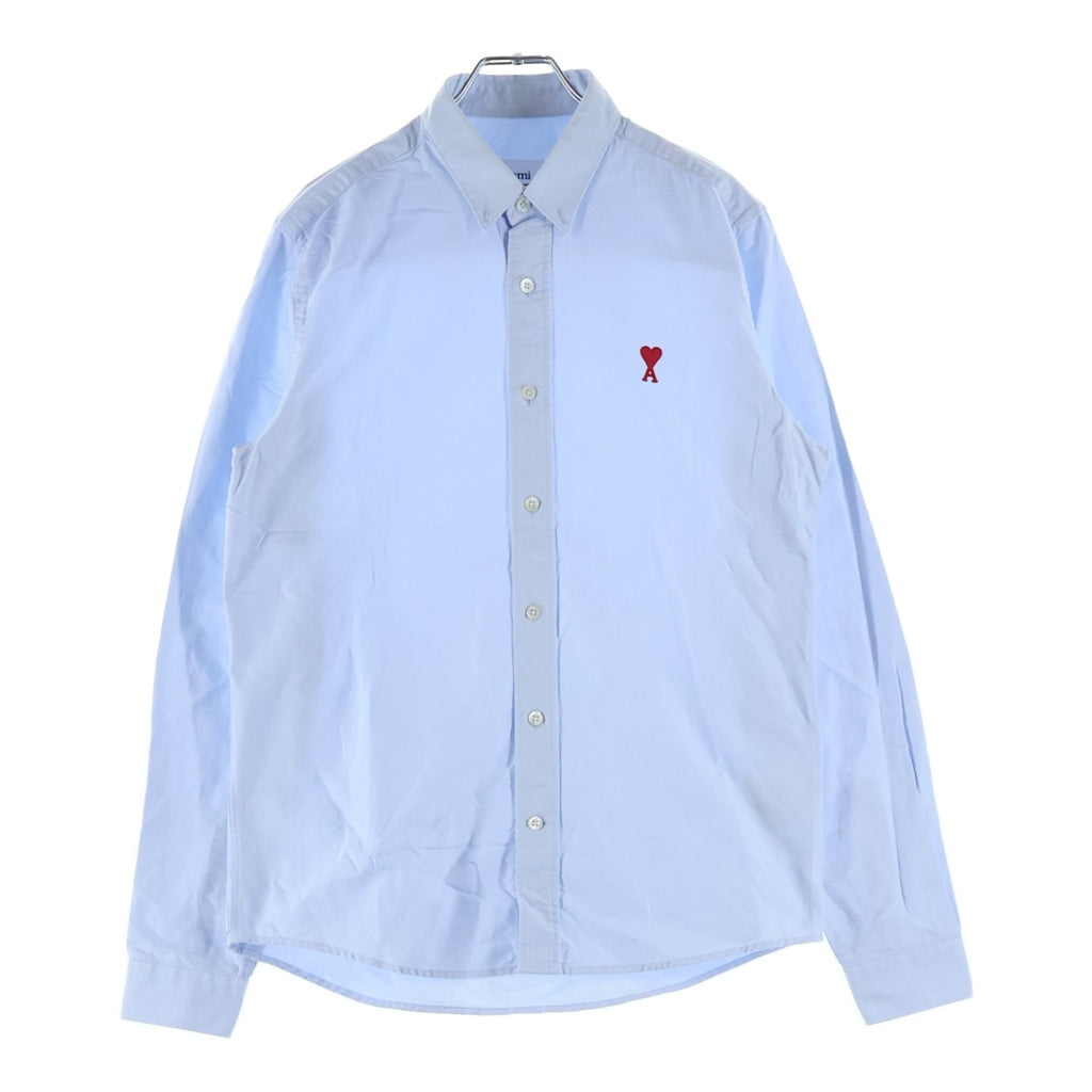 AMI Alexandre Mattiussi(アミアレクサンドルマテュッシ) L/S Shirt ハートロゴ刺繍 長袖シャツ ブルー BFHC013.45