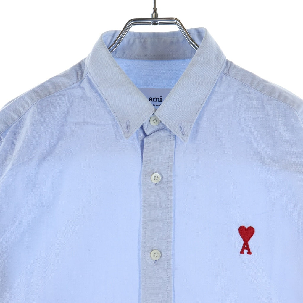 AMI Alexandre Mattiussi(アミアレクサンドルマテュッシ) L/S Shirt ハートロゴ刺繍 長袖シャツ ブルー BFHC013.45