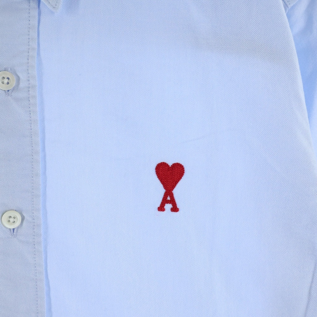 AMI Alexandre Mattiussi(アミアレクサンドルマテュッシ) L/S Shirt ハートロゴ刺繍 長袖シャツ ブルー BFHC013.45