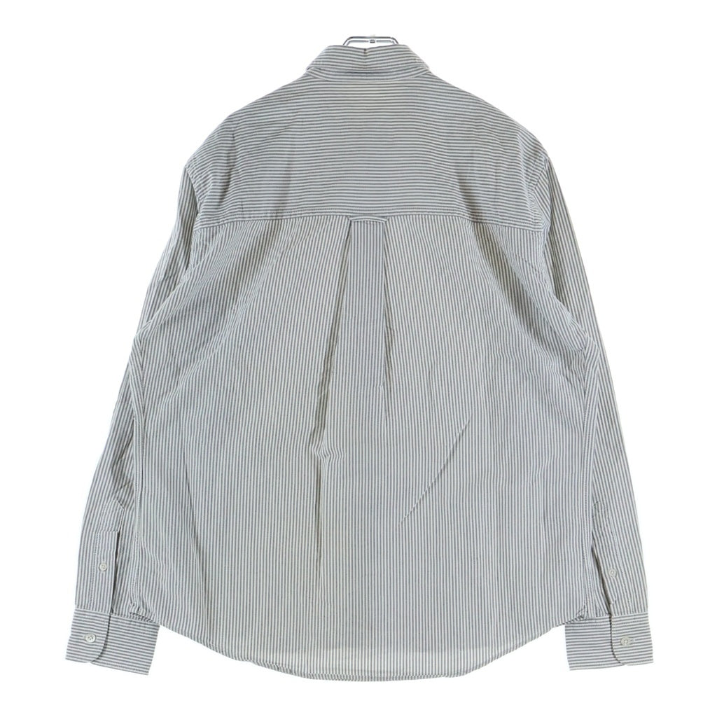 AMI Alexandre Mattiussi(アミアレクサンドルマテュッシ) L/S Shirt ハートロゴ刺繍 ストライプ長袖シャツ グレー BFHSH113.471
