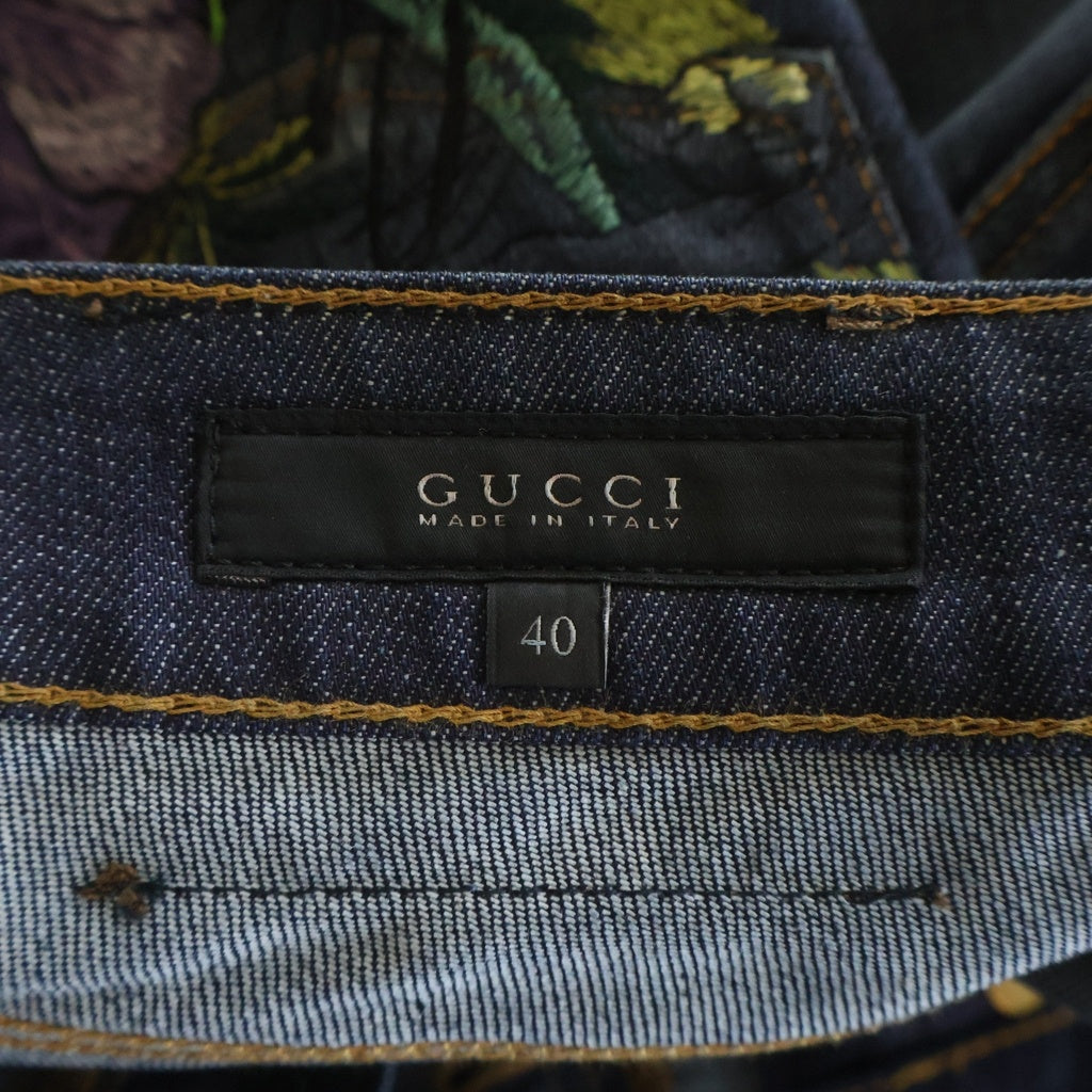 GUCCI(グッチ) Denim Pants 花柄刺繍 ボタンフライ デニムパンツ インディゴ 297729 XZ847