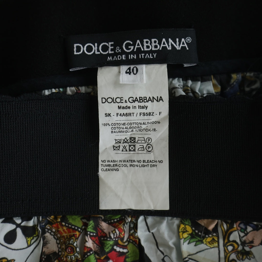 DOLCE & GABBANA(ドルチェアンドガッバーナ) Skirt トランプ 総柄スカート ブラック レディース F4A6RT FS58Z