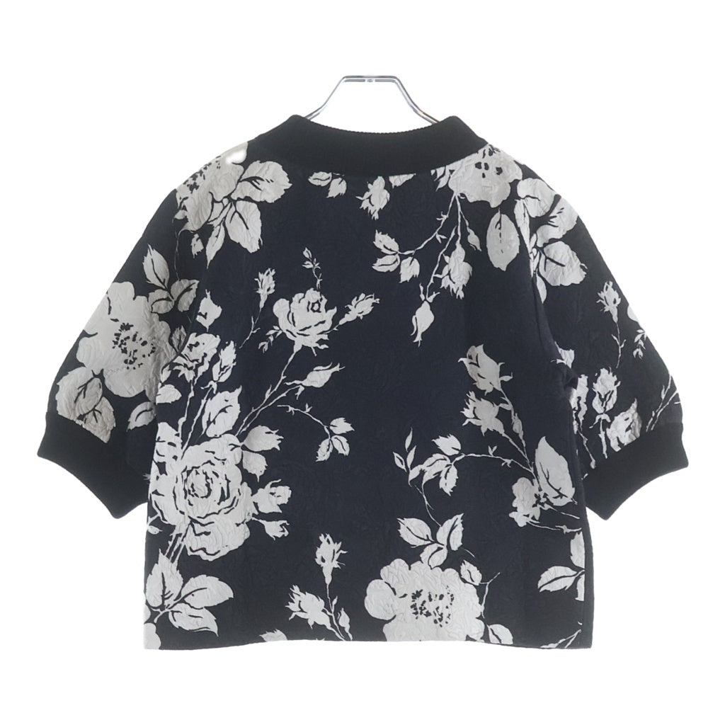 DOLCE & GABBANA(ドルチェアンドガッバーナ) Floral Embellished Top 花柄 装飾 クルーネック半袖トップス ブラック レディース F9728Z FSMVM