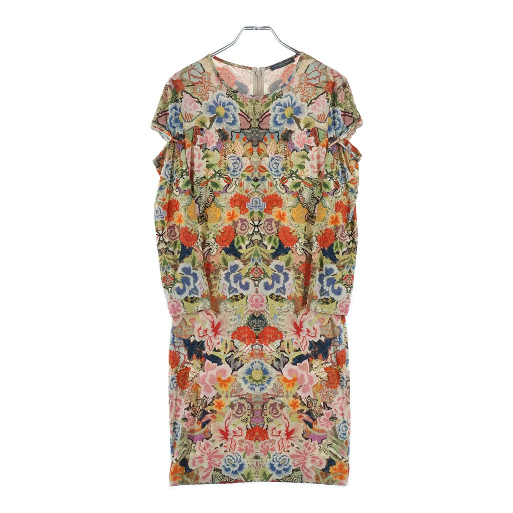 Alexander McQueen(アレキサンダーマックイーン) Multi-Color Rayon Blend Floral Long Sleeve Dress 総柄 レーヨン ワンピース ドレス マルチ 344533 QCL15 レディース