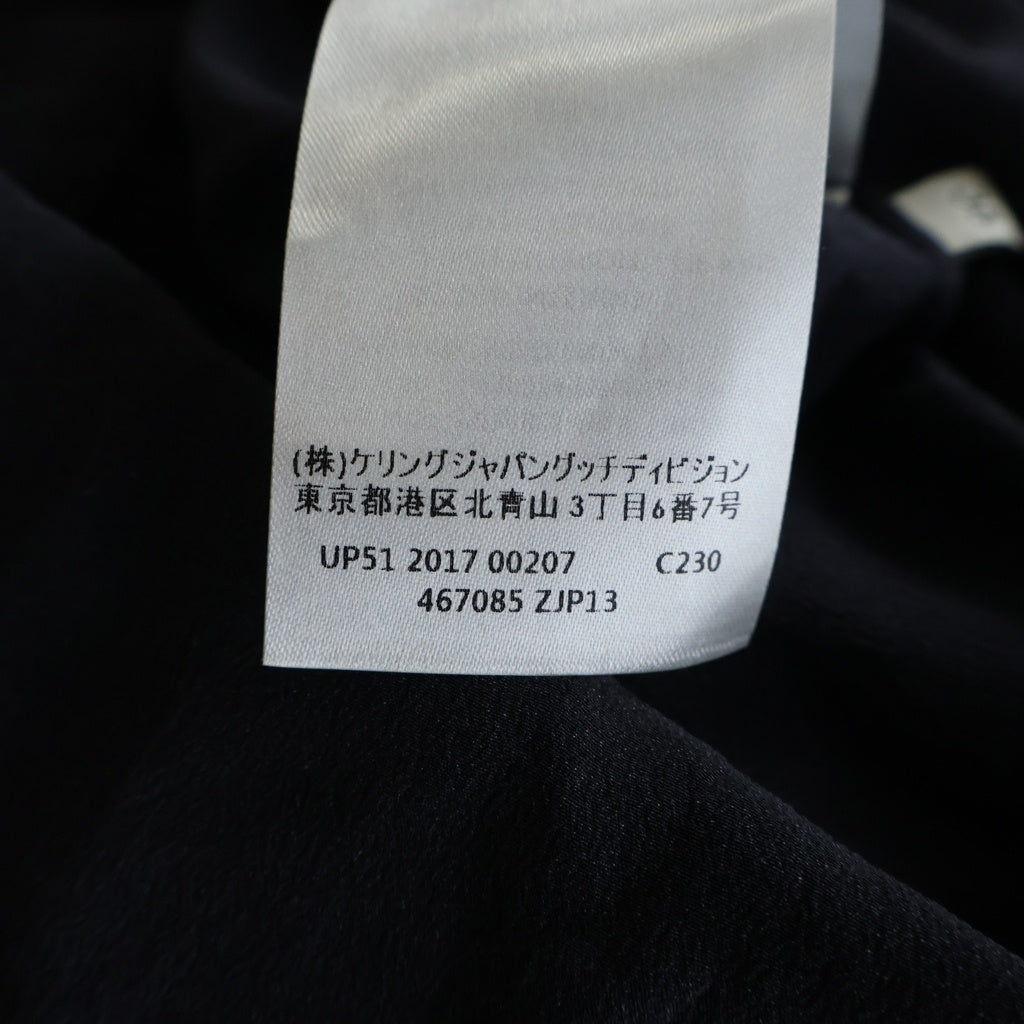 GUCCI(グッチ) Silk Shirt パールボタン シルク長袖シャツ ブラウス ブラック レディース 467085 ZJP13