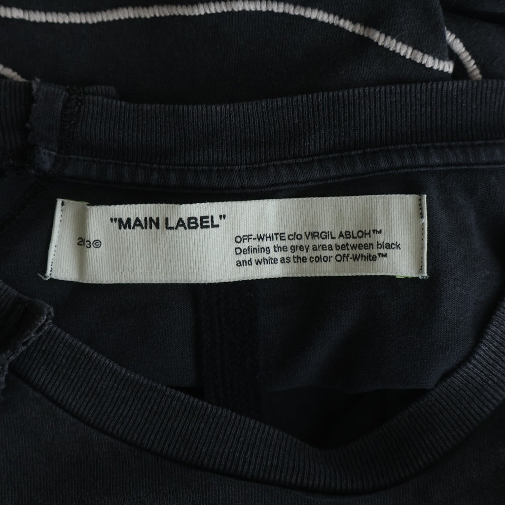OFF-WHITE(オフホワイト) 19AW T-Shirt ダメージ加工 刺繍半袖Tシャツ グレー OMAA078F19185011