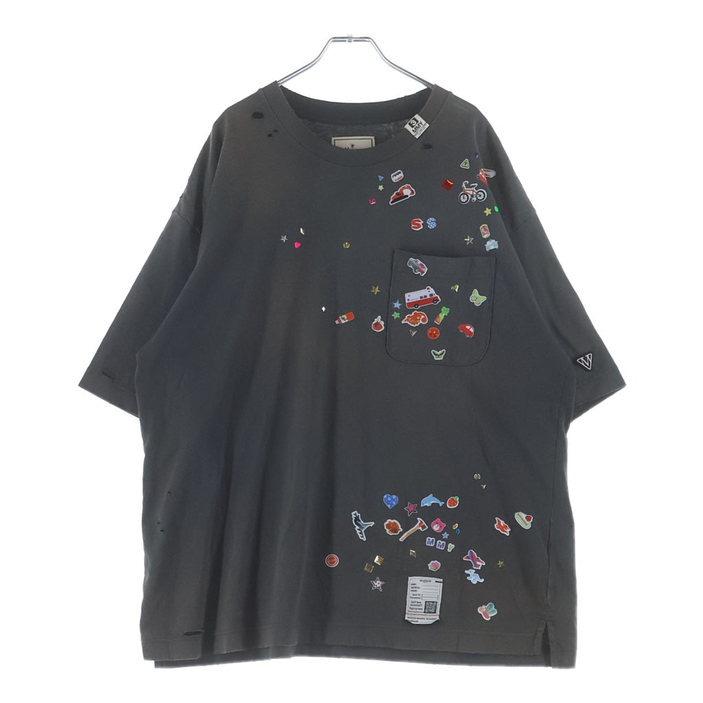 MAISON MIHARAYASUHIRO(メゾンミハラヤスヒロ) 26SS Kids Sticker Printed T-shirt ステッカー フェード加工 半袖Tシャツ グレー J16TS821