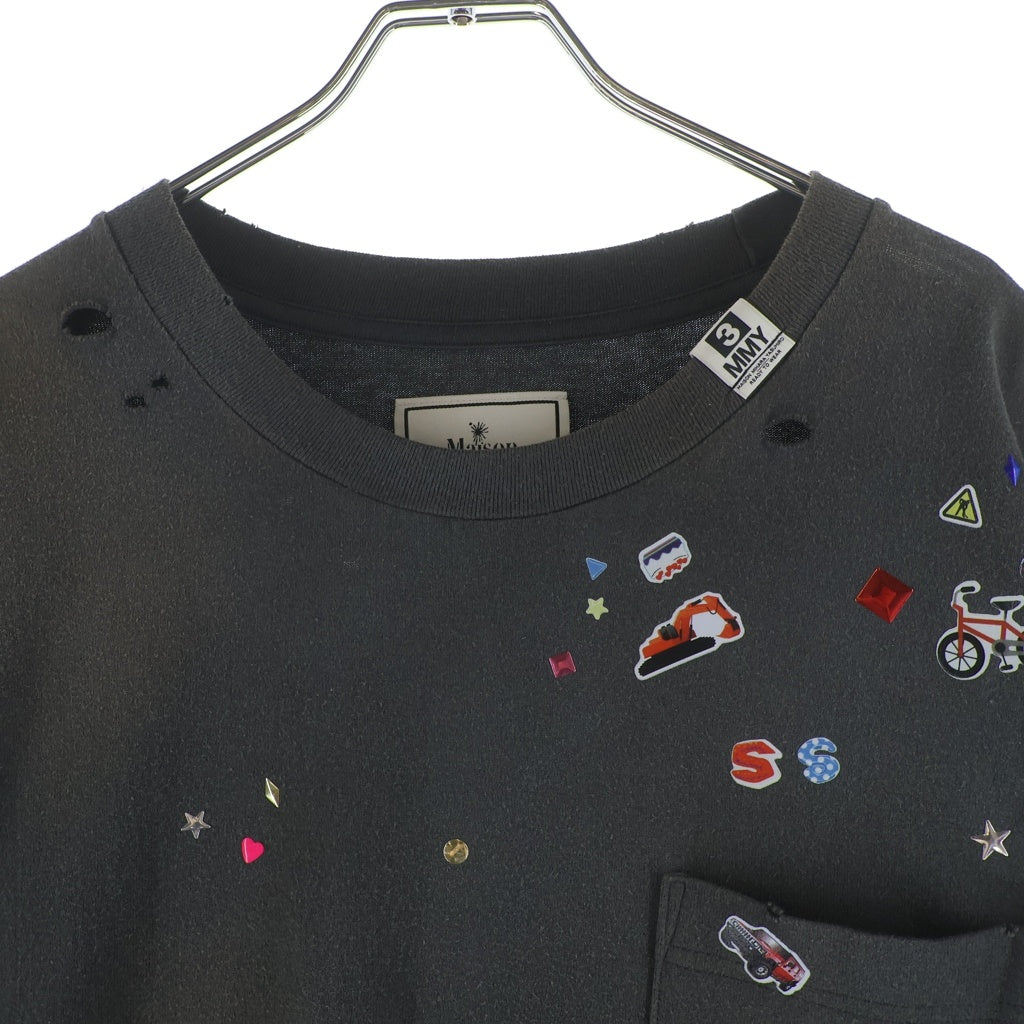 MAISON MIHARAYASUHIRO(メゾンミハラヤスヒロ) 26SS Kids Sticker Printed T-shirt ステッカー フェード加工 半袖Tシャツ グレー J16TS821