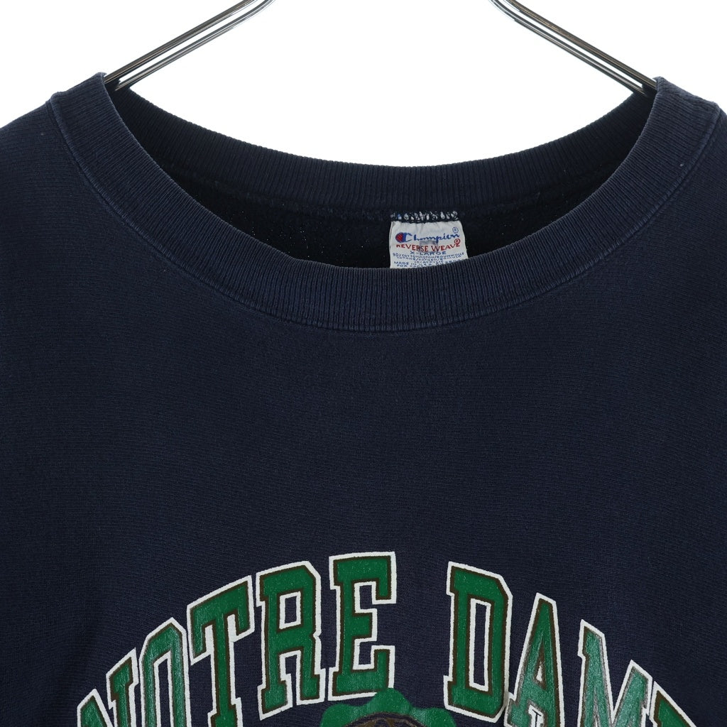 CHAMPION(チャンピオン) 90S VINTAGE Reverse Weave NOTRE DAM ヴィンテージ リバースウィーブ ノートルダム クルーネックスウェットトレーナー ネイビー