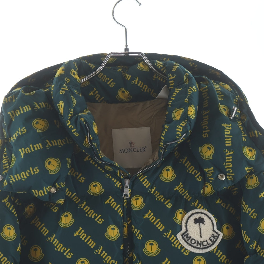 MONCLER(モンクレール) ×PALM ANGELS THOMPSON GIUBBOTTO パームエンジェルス ロゴワッペン 総柄ダウンジャケット グリーン H209L1A00018