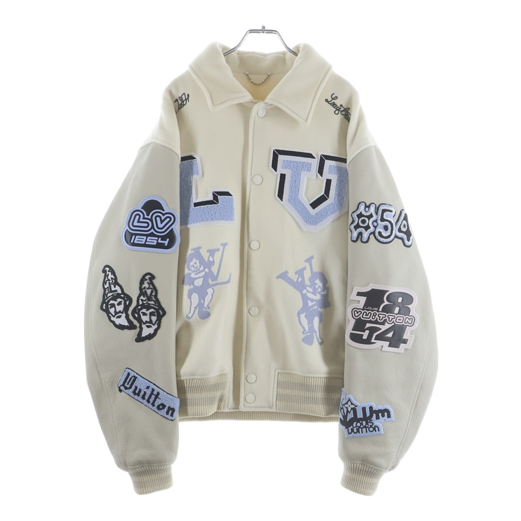 LOUIS VUITTON(ルイヴィトン) 22SS マルチパッチ ミックスドレザーバーシティブルゾン スタジャン ホワイト RM222 MJY HNL91E
