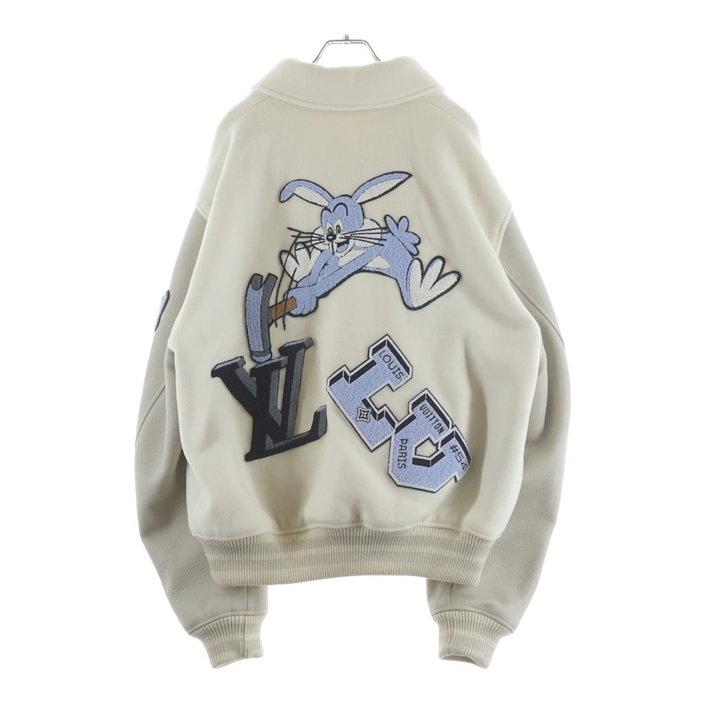 LOUIS VUITTON(ルイヴィトン) 22SS マルチパッチ ミックスドレザーバーシティブルゾン スタジャン ホワイト RM222 MJY HNL91E