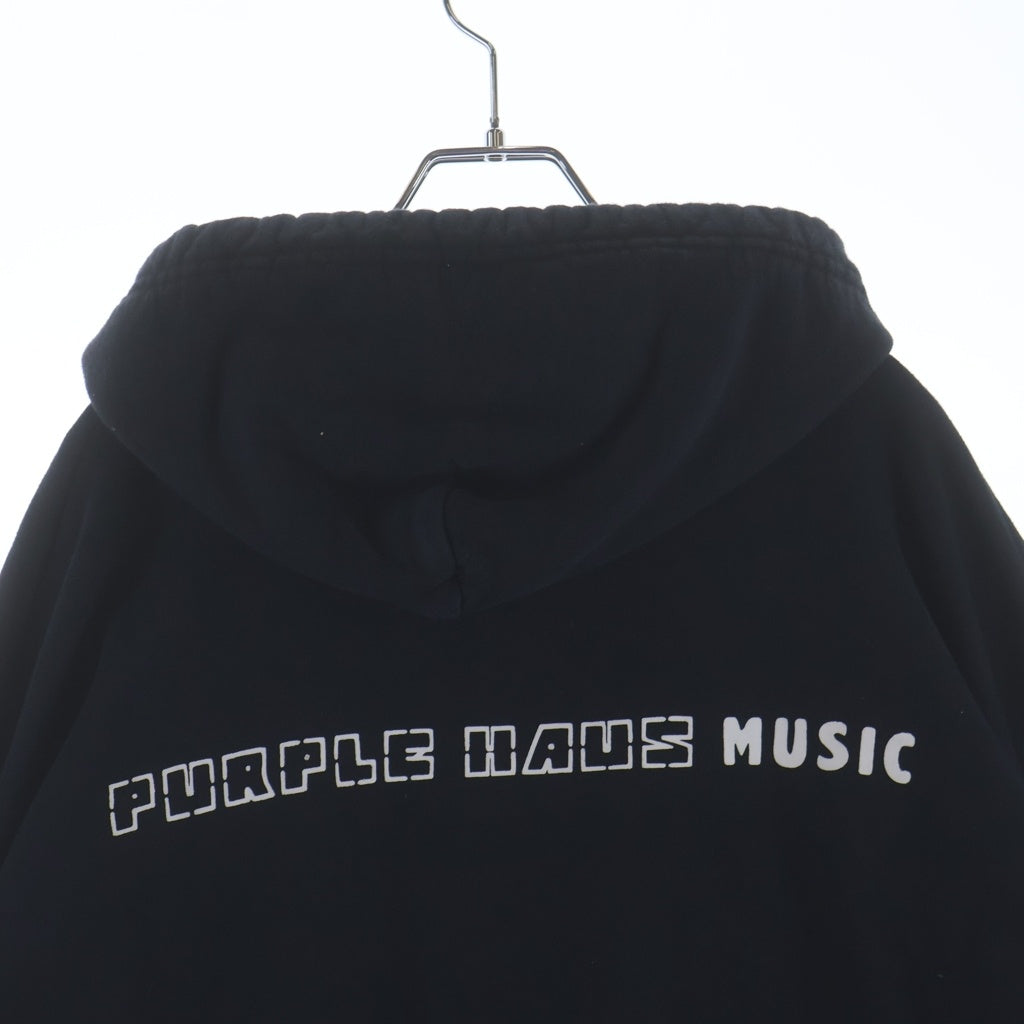 CHROME HEARTS(クロムハーツ) ×Purplehaus MONKPUNK HD PLVR パープルハウス モンクパンク プルオーバーフーディ パーカー スカル ロゴプリント バンダナ切替 ペイズリー ブラック