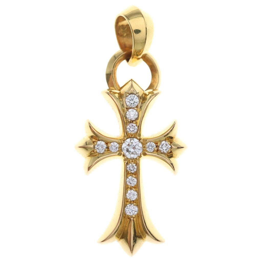 CHROME HEARTS(クロムハーツ) 22K CH CRS SML WBALE P/DIA スモールCHクロス ベイル PAVEダイヤ Wベイル ネックレストップ ゴールド