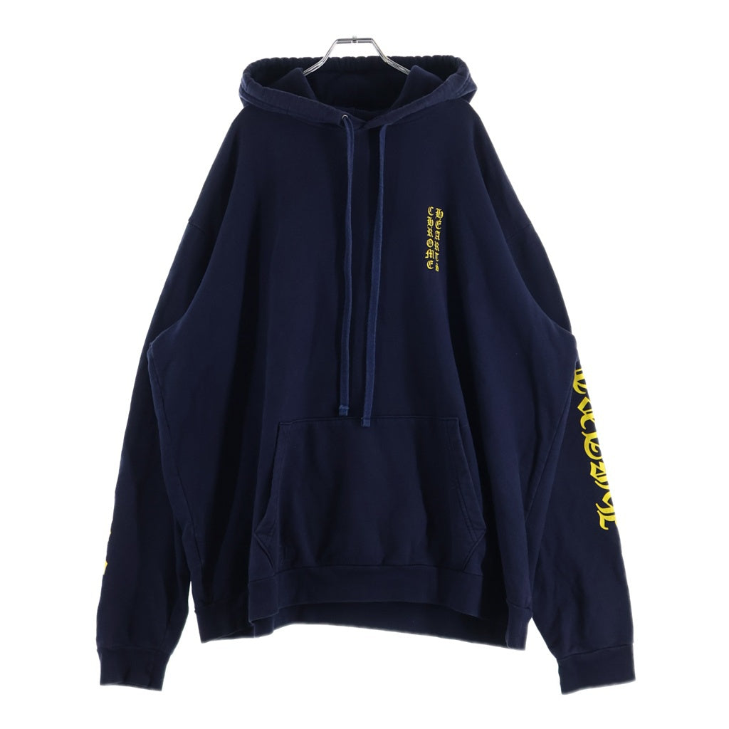 CHROME HEARTS(クロムハーツ) SWTSHRT HD PLVR アームロゴ プルオーバースウェットパーカー フーディー ネイビー/イエロー