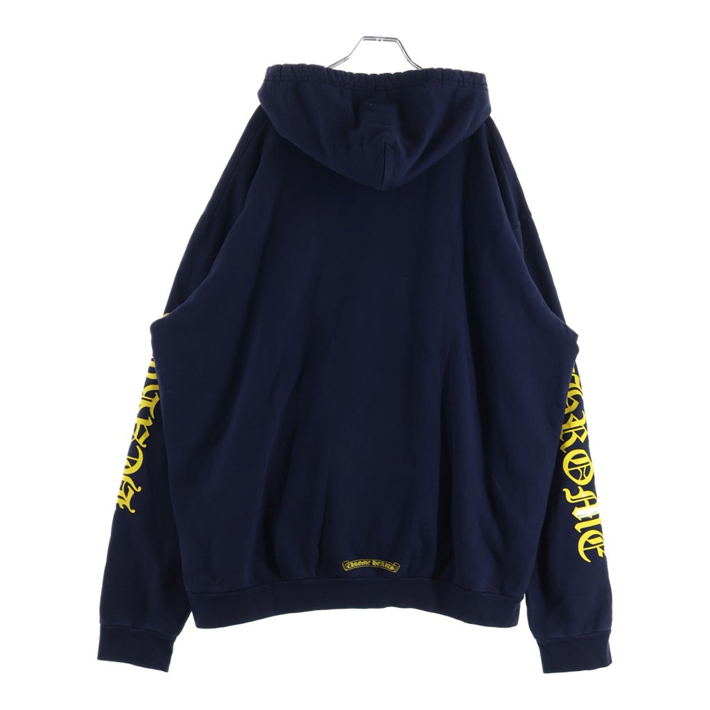CHROME HEARTS(クロムハーツ) SWTSHRT HD PLVR アームロゴ プルオーバースウェットパーカー フーディー ネイビー/イエロー