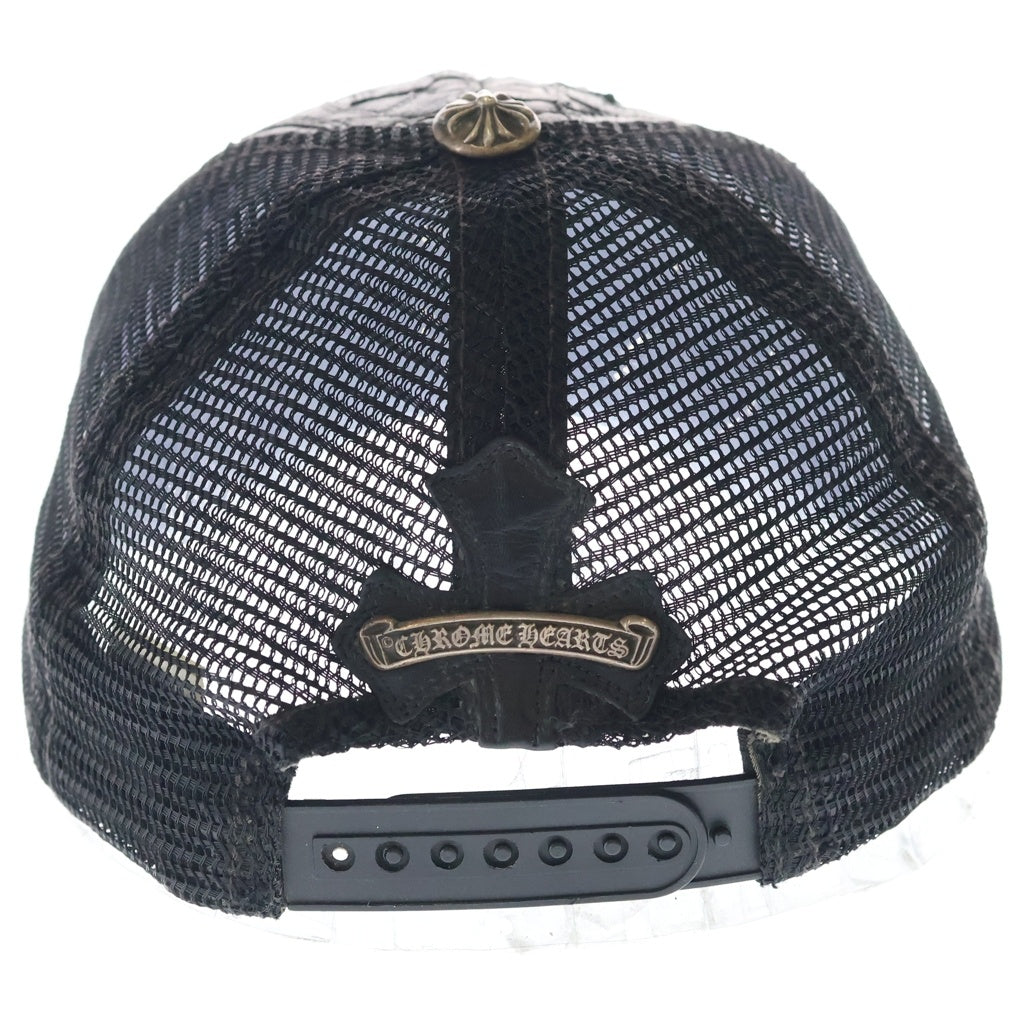 CHROME HEARTS(クロムハーツ) TRUCKER CAP セメタリーレザークロスパッチ メッシュ切替トラッカーキャップ 帽子 ブラック