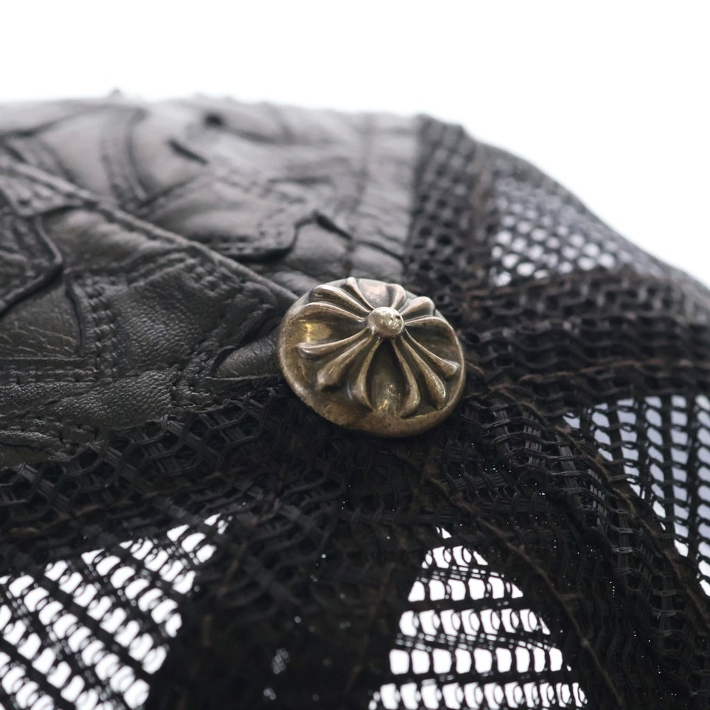 CHROME HEARTS(クロムハーツ) TRUCKER CAP セメタリーレザークロスパッチ メッシュ切替トラッカーキャップ 帽子 ブラック
