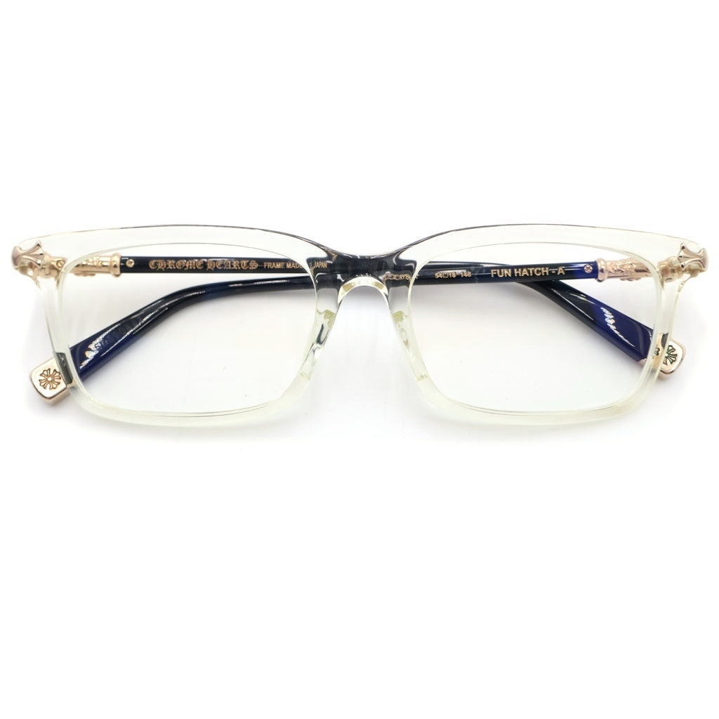CHROME HEARTS(クロムハーツ) FUN HATCH-A CHクロステンプル クリアフレームアイウェア 眼鏡 ゴールド
