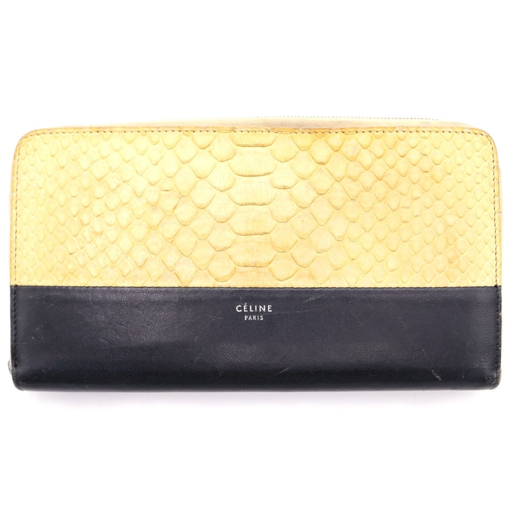 CELINE(セリーヌ) パイソン切替 レザーウォレット 長財布 アイボリー レディース