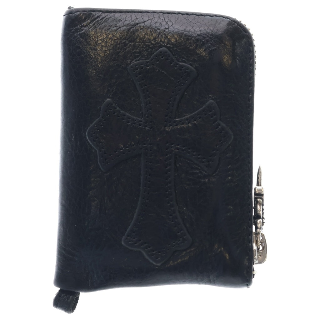 CHROME HEARTS(クロムハーツ) TINY ZIP ダガージップ クロスパッチ レザーウォレット コインケース 財布 ブラック
