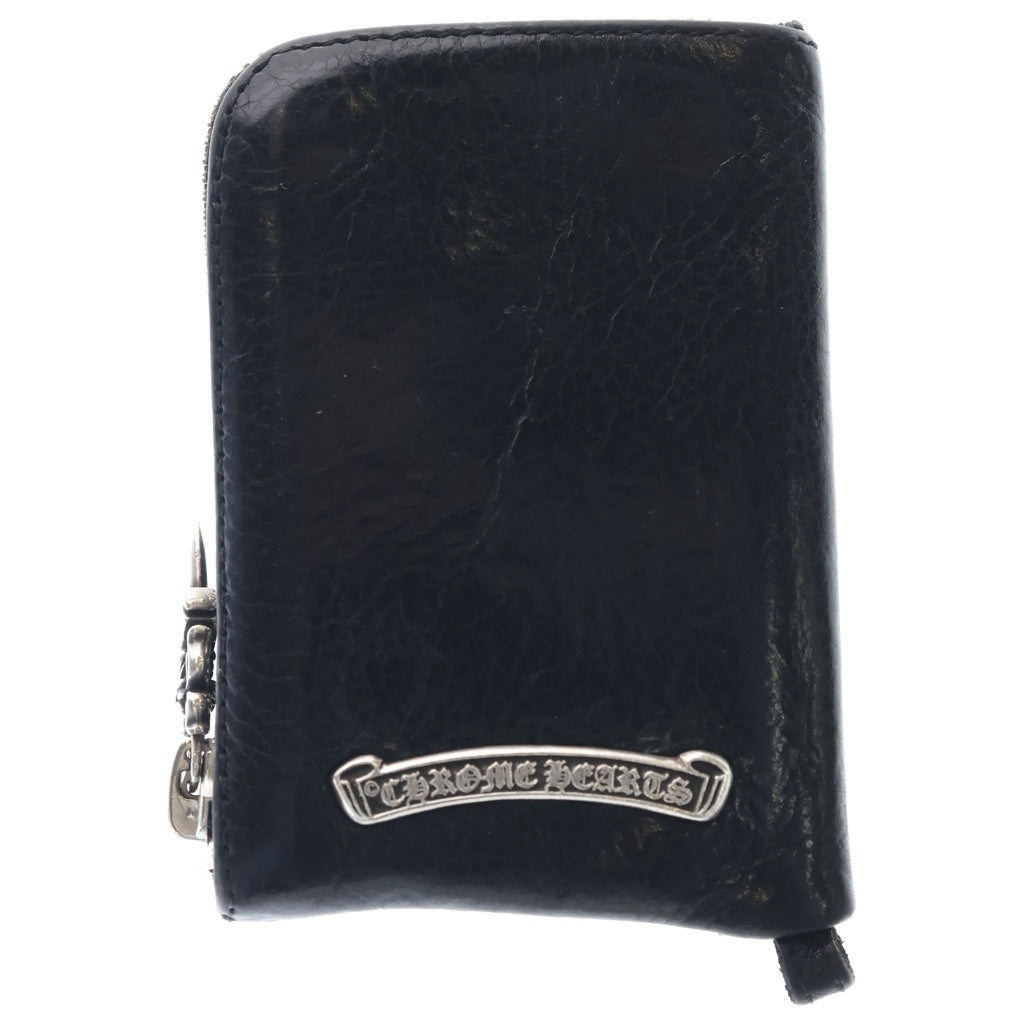 CHROME HEARTS(クロムハーツ) TINY ZIP ダガージップ クロスパッチ レザーウォレット コインケース 財布 ブラック