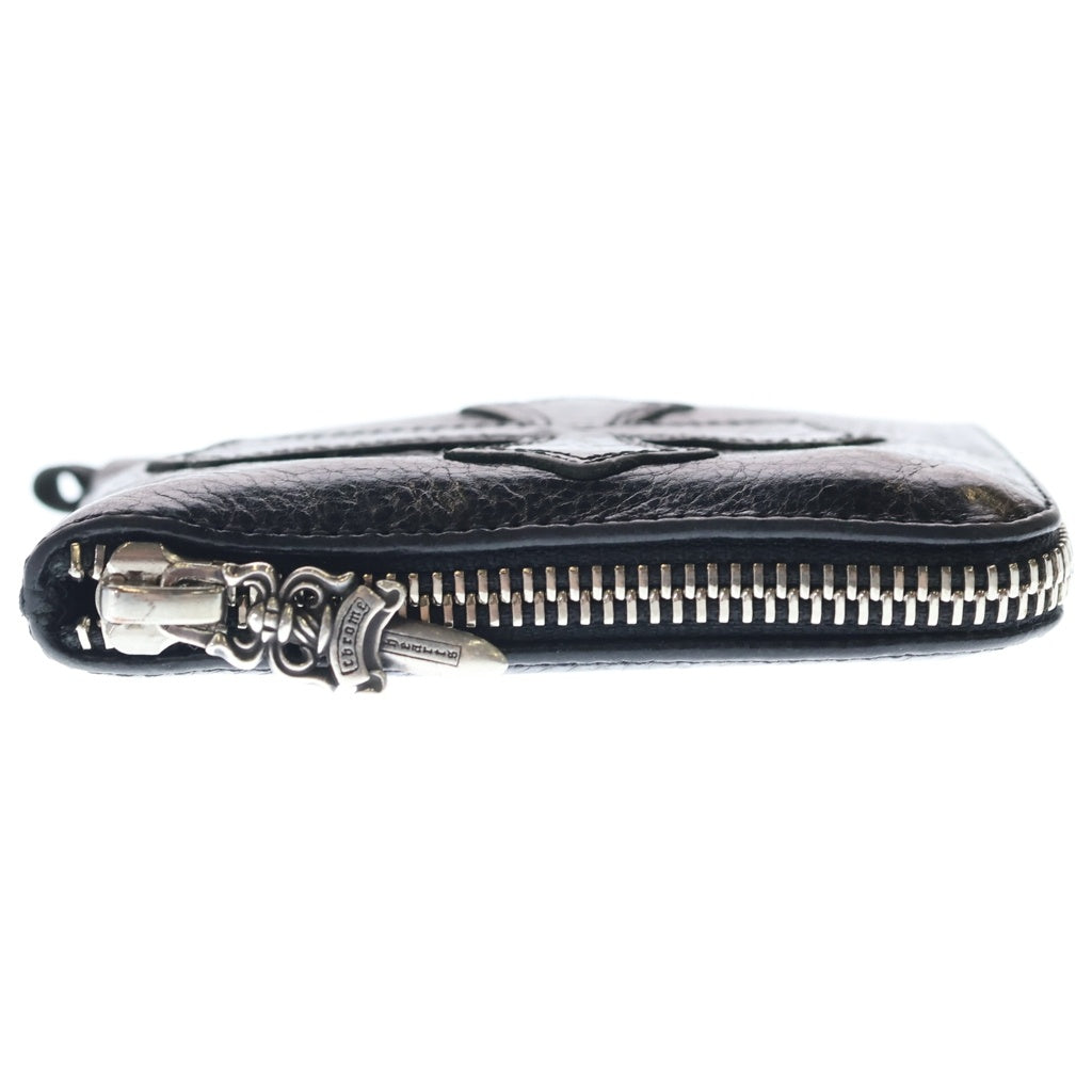 CHROME HEARTS(クロムハーツ) TINY ZIP ダガージップ クロスパッチ レザーウォレット コインケース 財布 ブラック