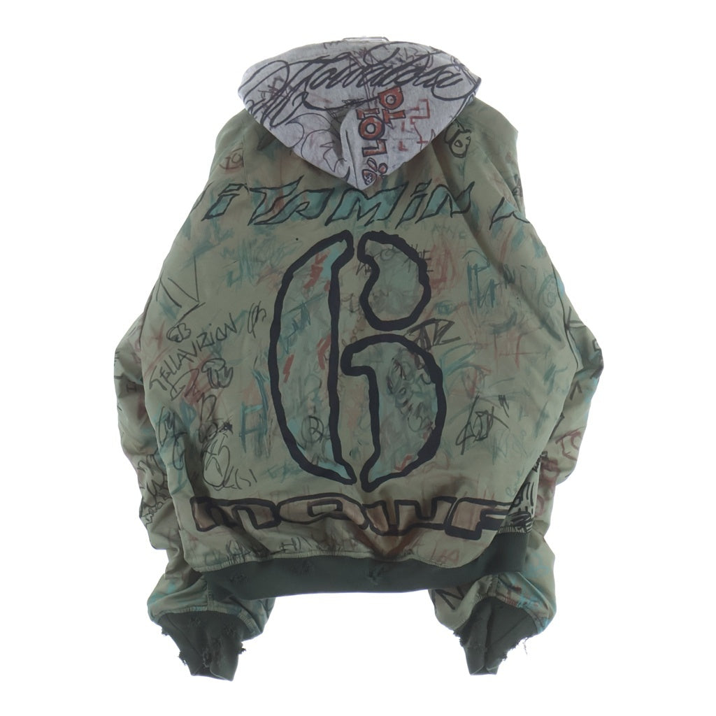 Mowalola(モワローラ) 25AW GRAFFITI BOMBER JACKET グラフィック ボンバージャケット カーキ