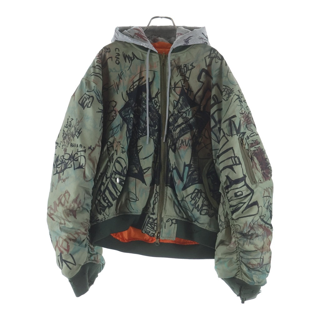 Mowalola(モワローラ) 25AW GRAFFITI BOMBER JACKET グラフィック ボンバージャケット カーキ