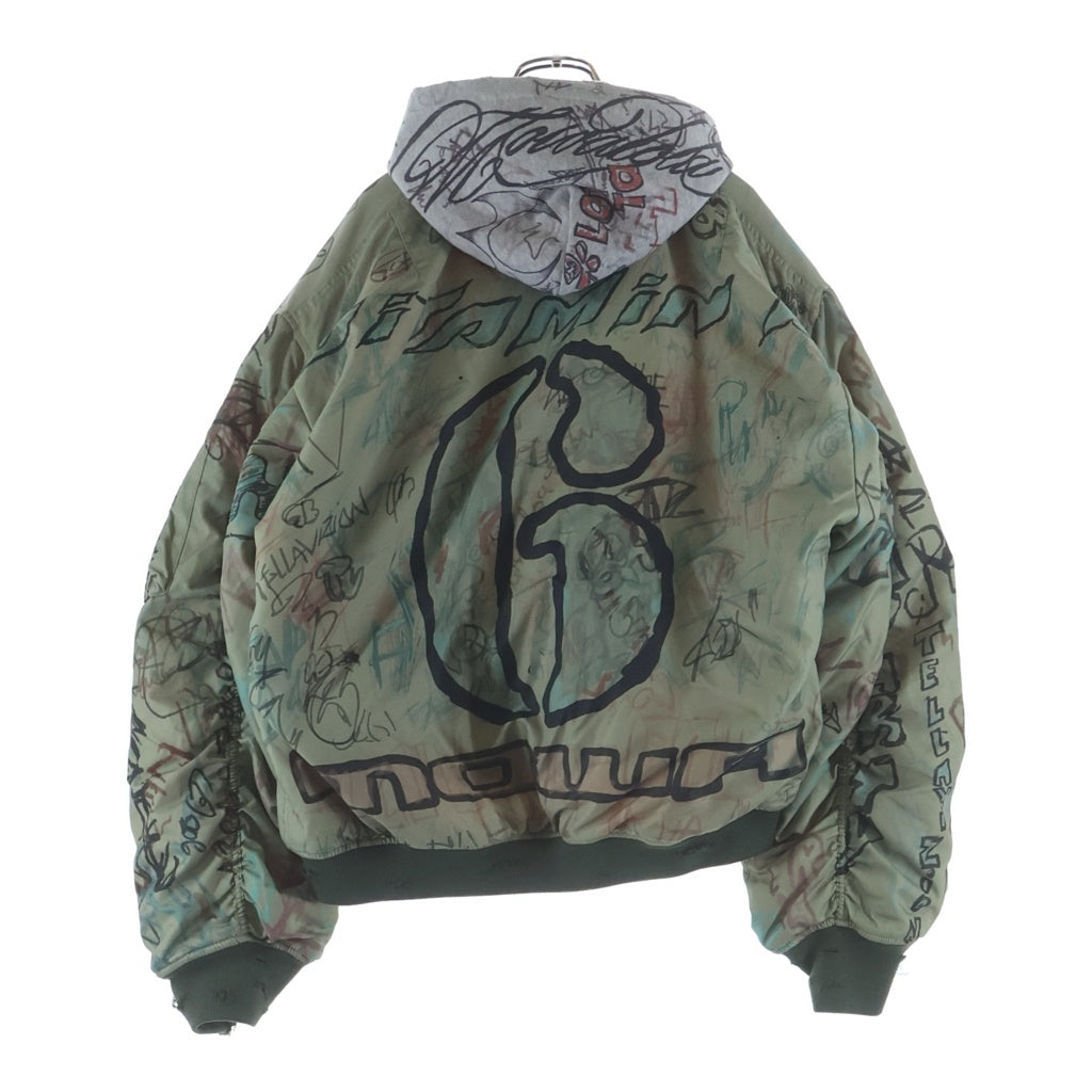 Mowalola(モワローラ) 25AW GRAFFITI BOMBER JACKET グラフィック ボンバージャケット カーキ