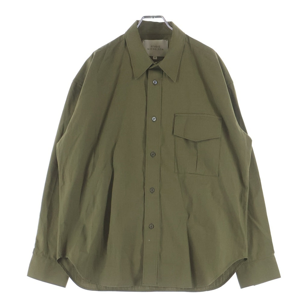 STUDIO NICHOLSON(スタジオニコルソン) SOLST SHIRT 51-10-852018 ヴィンテージコットン 長袖シャツ ミリタリーグリーン