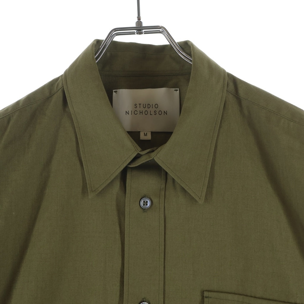 STUDIO NICHOLSON(スタジオニコルソン) SOLST SHIRT 51-10-852018 ヴィンテージコットン 長袖シャツ ミリタリーグリーン
