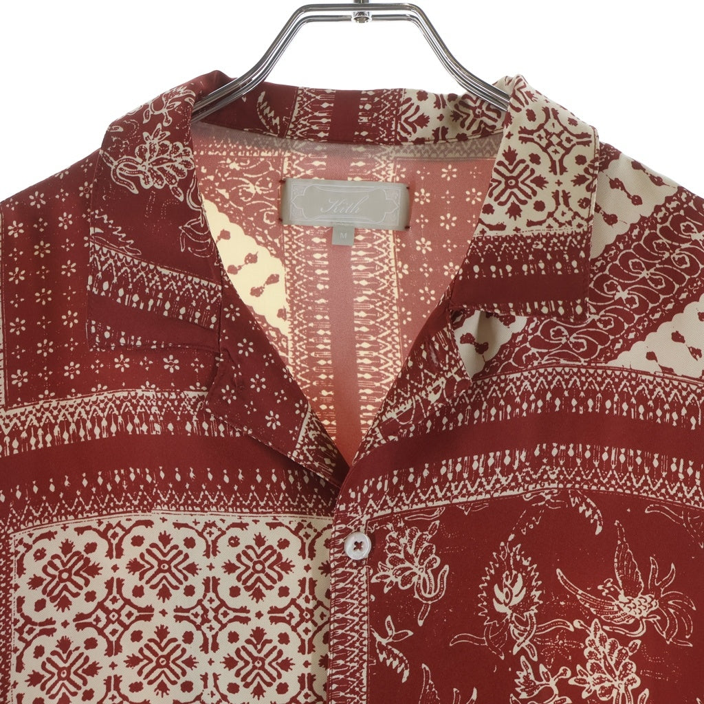 KITH(キス) 24SS Silk Twill Reade Shirt Bitters KHM032055 シルクツイル バンダナ柄 半袖開襟シャツ レッド