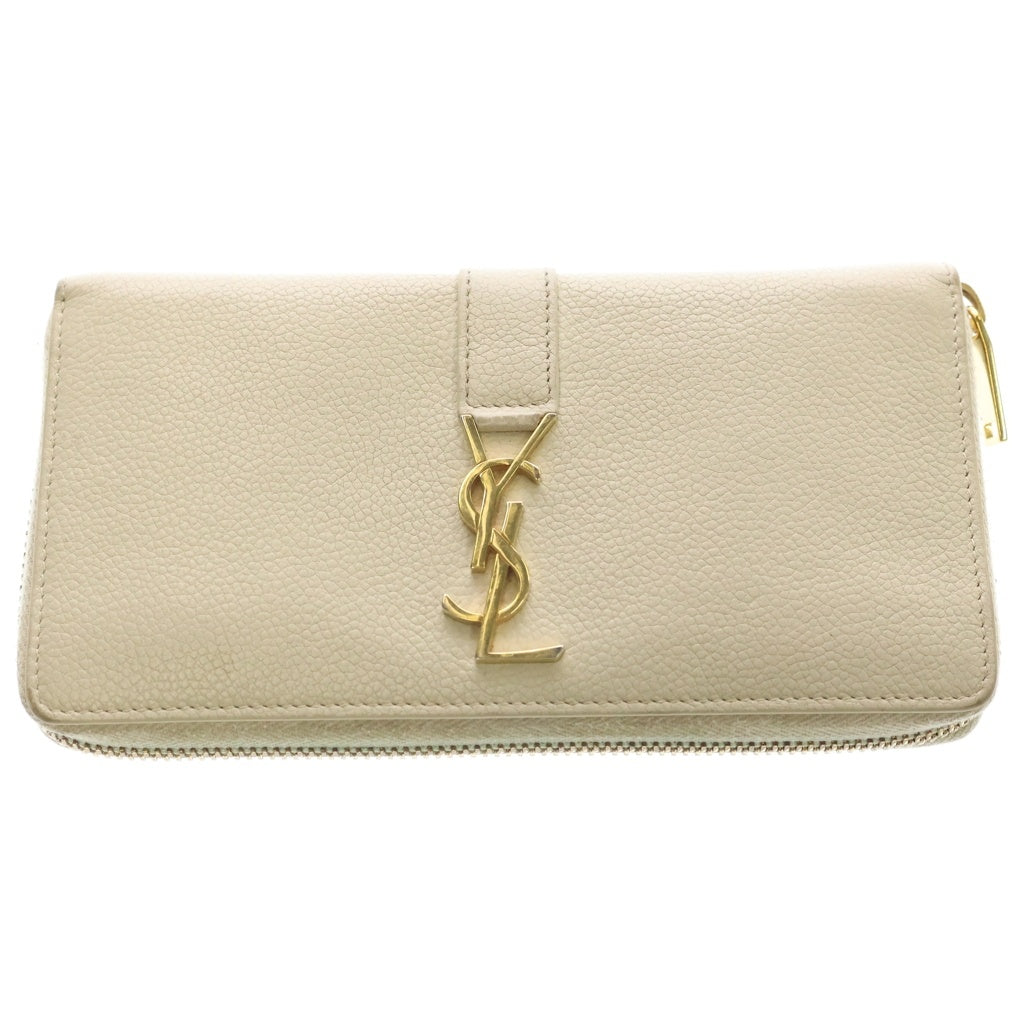 SAINT LAURENT PARIS(サンローランパリ) YSL Wallet ラウンドジップ レザーウォレット ベージュ レディース
