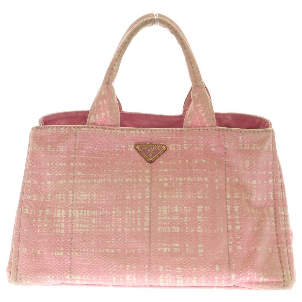 PRADA(プラダ) Canapa カナパ トライアングルロゴ キャンバスハンドバッグ トートバッグ ピンク B1877B