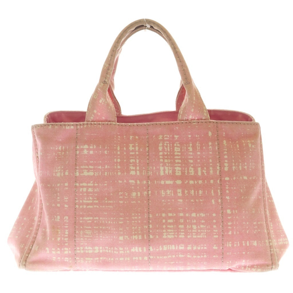 PRADA(プラダ) Canapa カナパ トライアングルロゴ キャンバスハンドバッグ トートバッグ ピンク B1877B