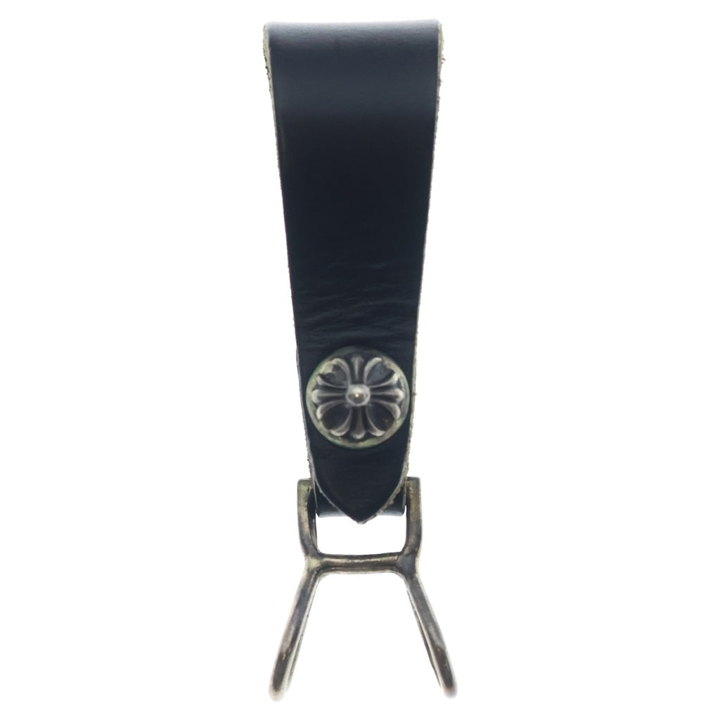 CHROME HEARTS(クロムハーツ) BELT LOOP クロスボールボタンレザーベルトループ シルバー/ブラック BCA397