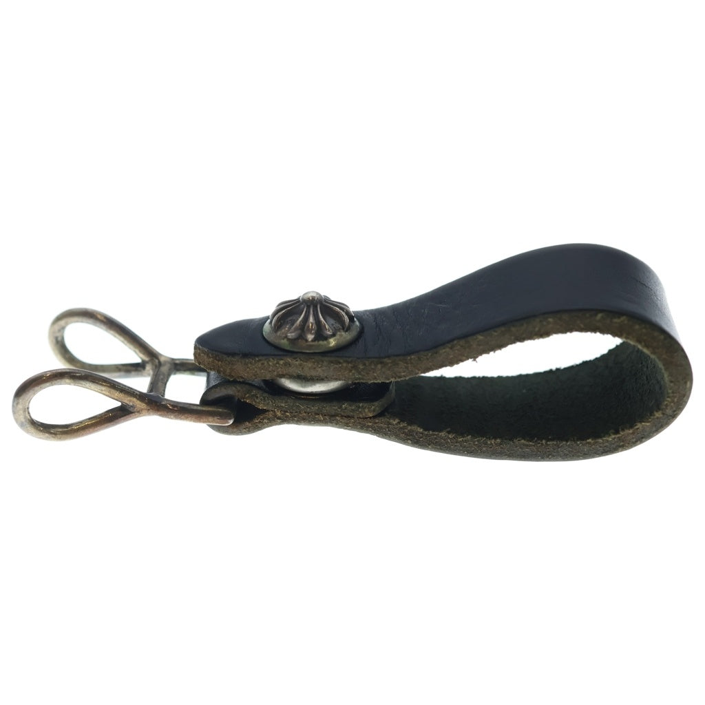 CHROME HEARTS(クロムハーツ) BELT LOOP クロスボールボタンレザーベルトループ シルバー/ブラック BCA397