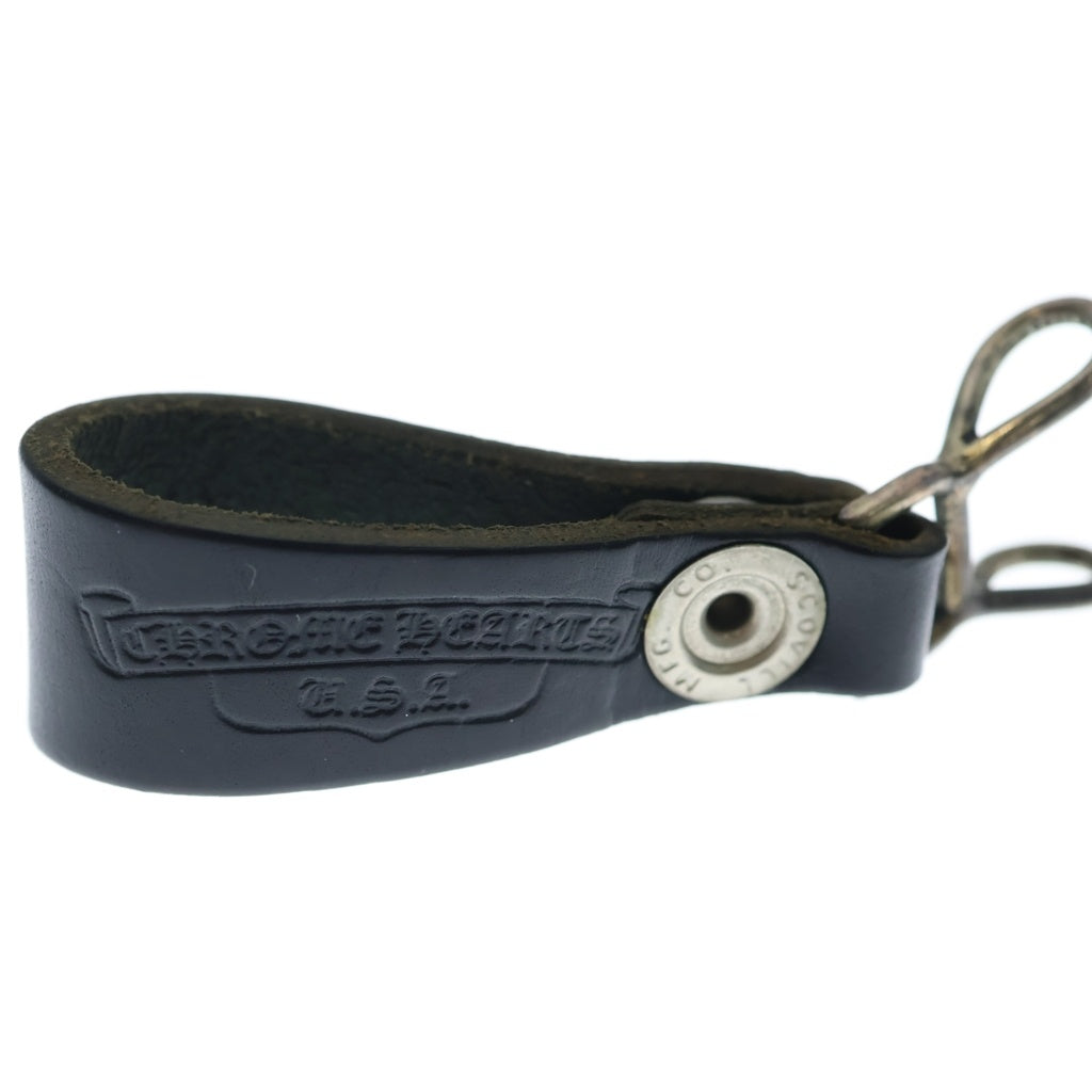 CHROME HEARTS(クロムハーツ) BELT LOOP クロスボールボタンレザーベルトループ シルバー/ブラック BCA397