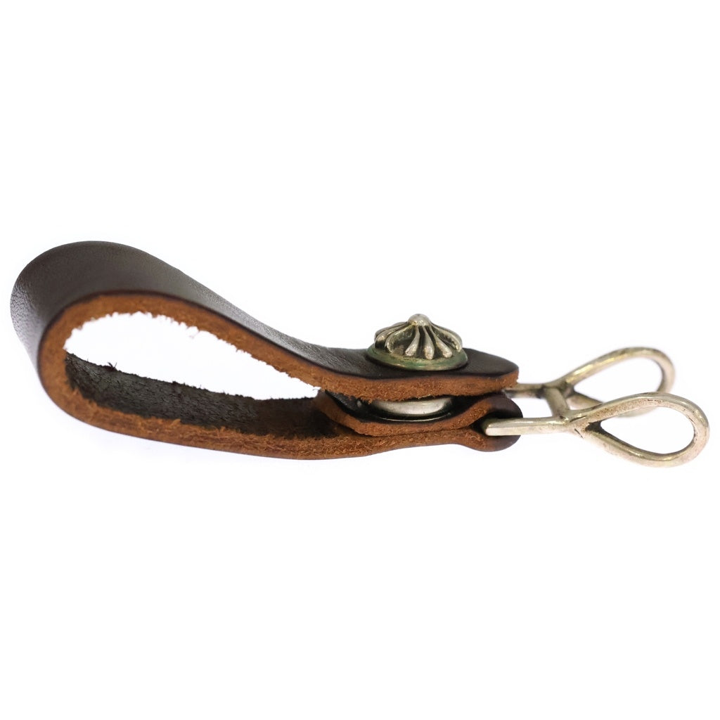 CHROME HEARTS(クロムハーツ) BELT LOOP クロスボールボタンレザーベルトループ シルバー/ブラウン BCA397