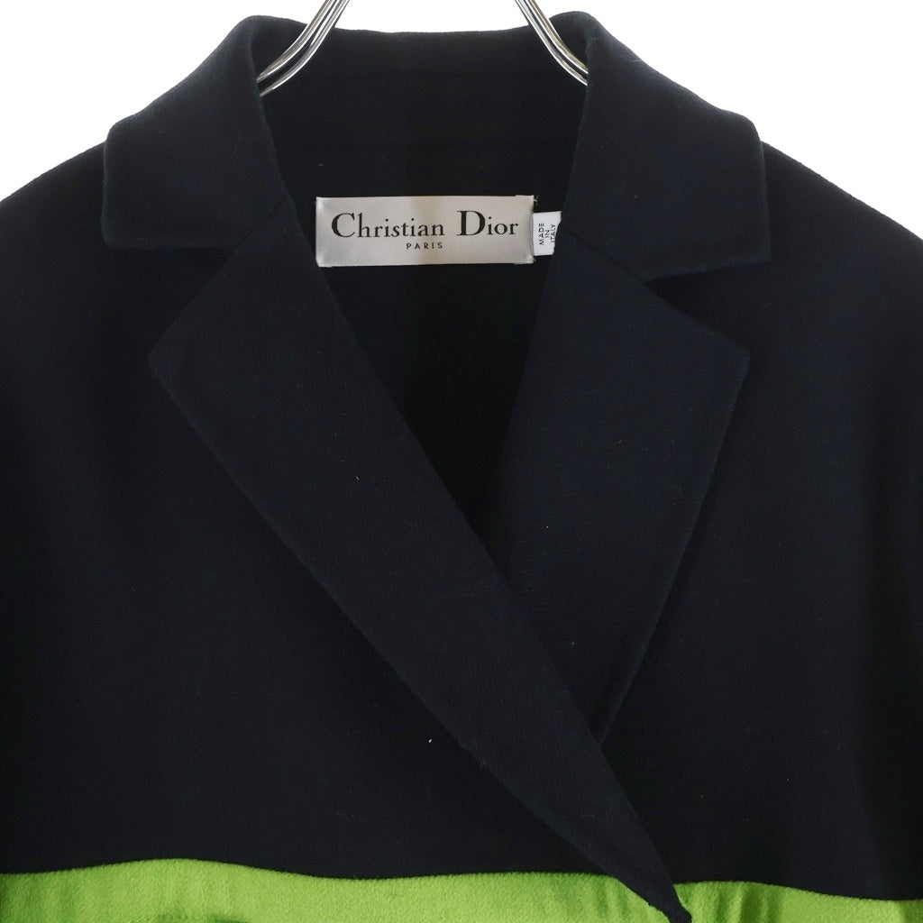 Christian Dior(クリスチャンディオール) SS22 Runway Colourblock Coat 220M32A1116 ダブルブレストコート オレンジ/ブラック/グリーン レディース