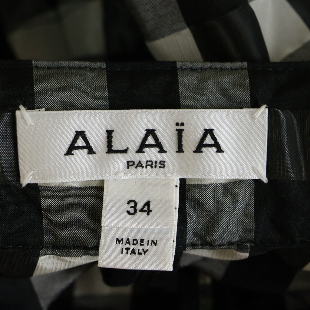 ALAIA(アライア) Archetypes AA9P01624T577 ギンガムシアサッカーショーツ ブラック/ホワイト レディース