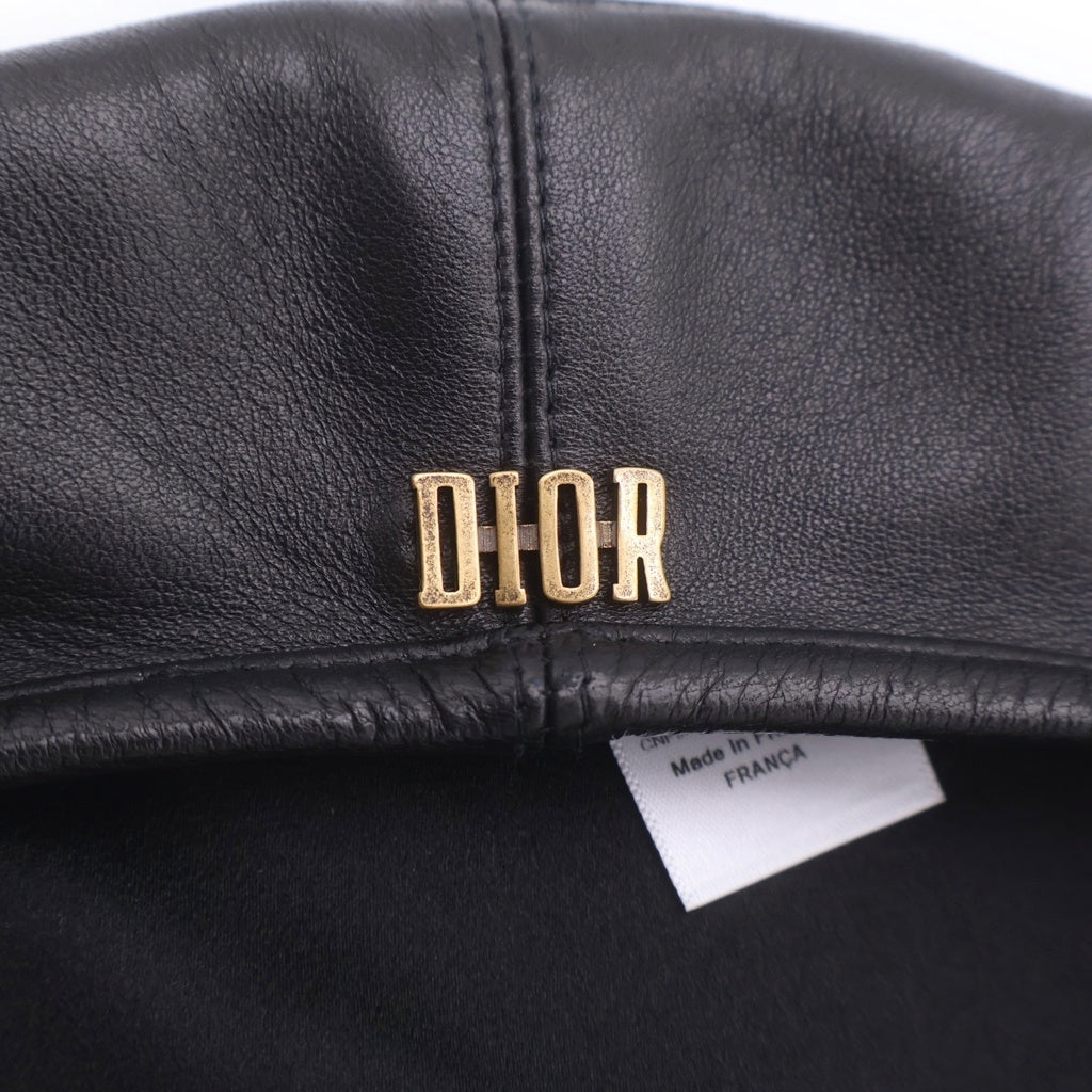 Christian Dior(クリスチャンディオール) 17AW ロゴプレート レザーベレー帽 ブラック 73DRM910A700 レディース