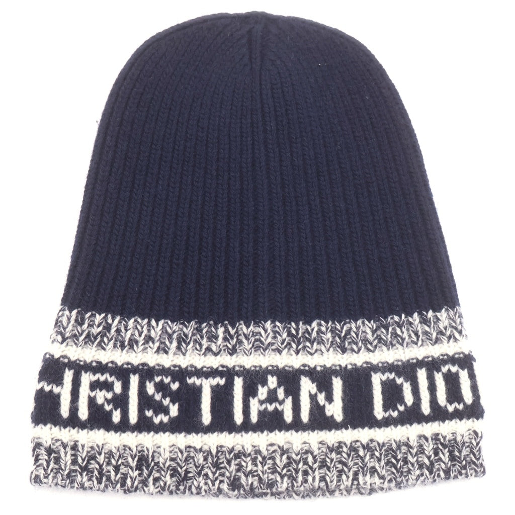 Christian Dior(クリスチャンディオール) D-White Beanie 15DWI716I177 カシミア ニット帽 帽子 ネイビー