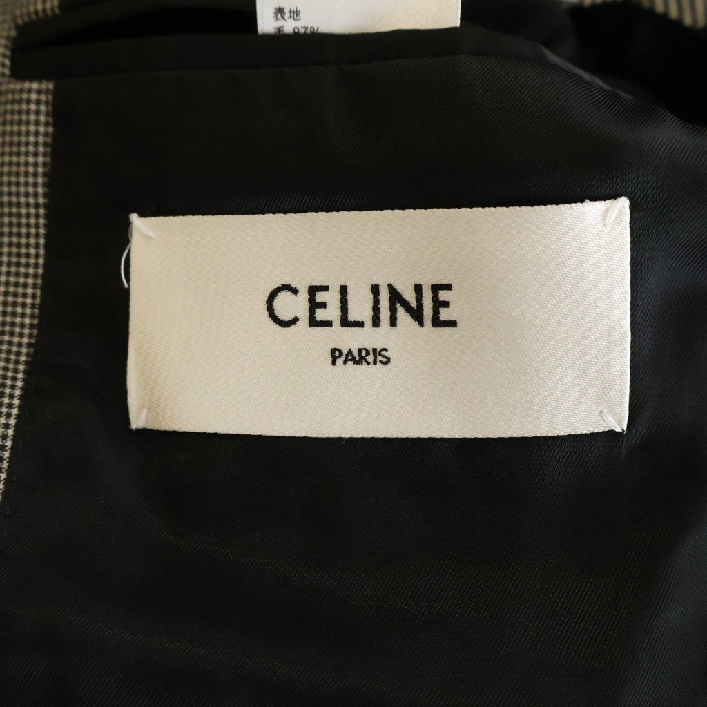 CELINE(セリーヌ) JUDE JACKET 2V49F617U.97EI チェック ウールシルク テーラードジャケット レディース グレー
