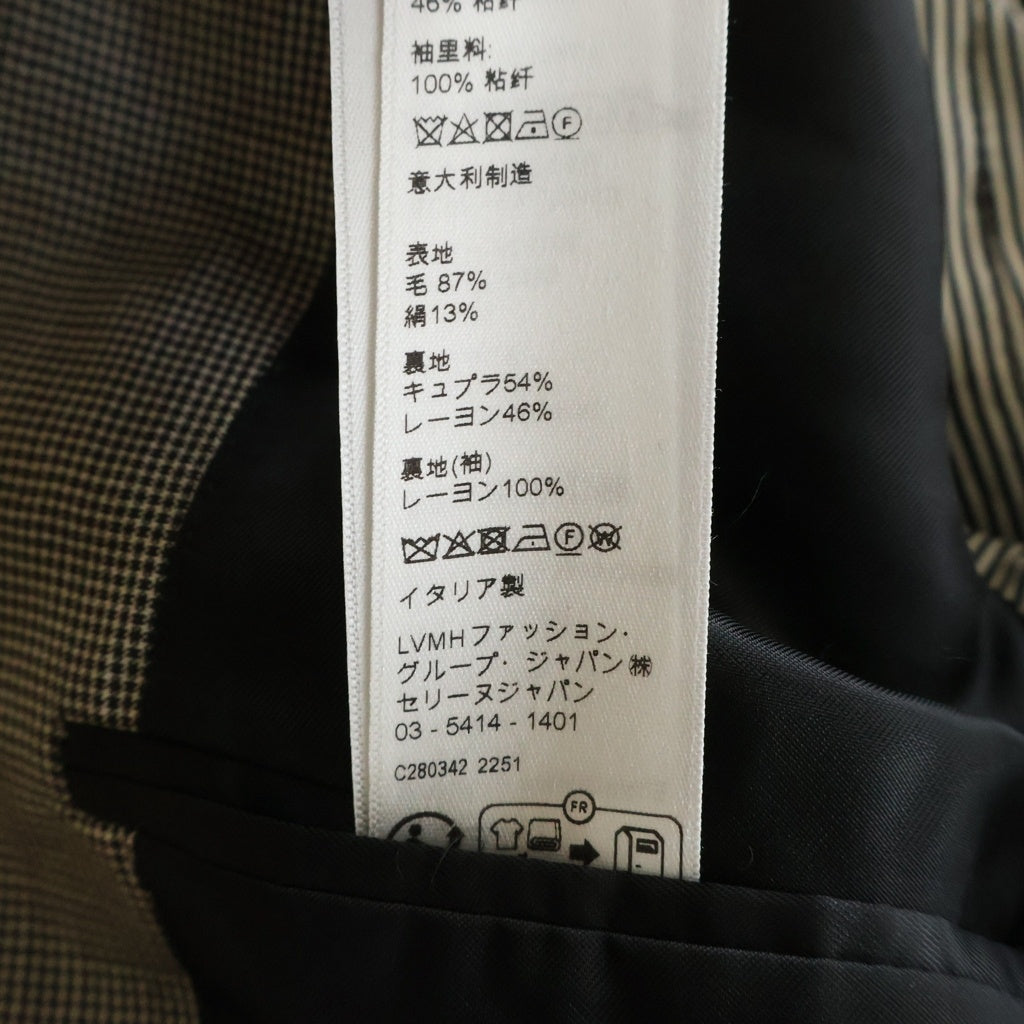 CELINE(セリーヌ) JUDE JACKET 2V49F617U.97EI チェック ウールシルク テーラードジャケット レディース グレー