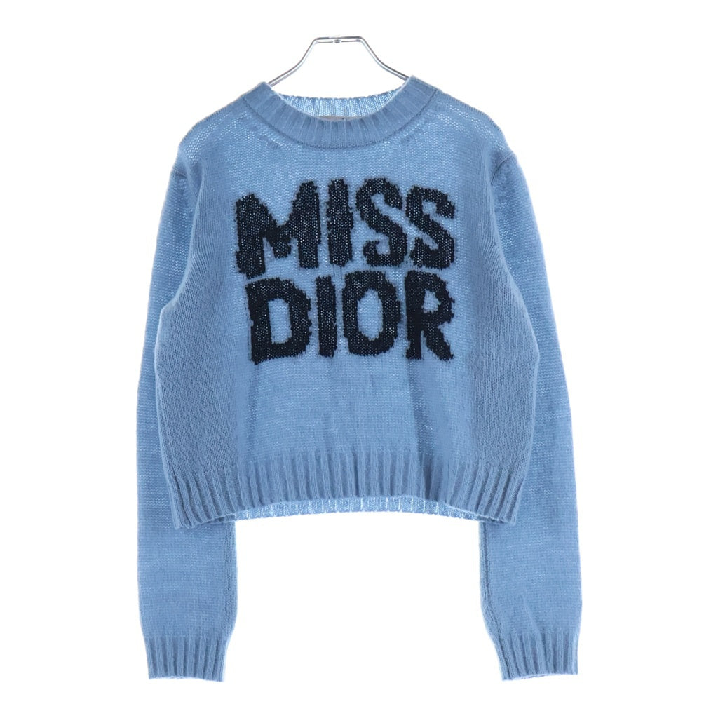 Christian Dior(クリスチャンディオール) MISS DIOR GRAFFITI 454S57AM103 カシミヤシルク クルーネックニット セーター レディース ブルー