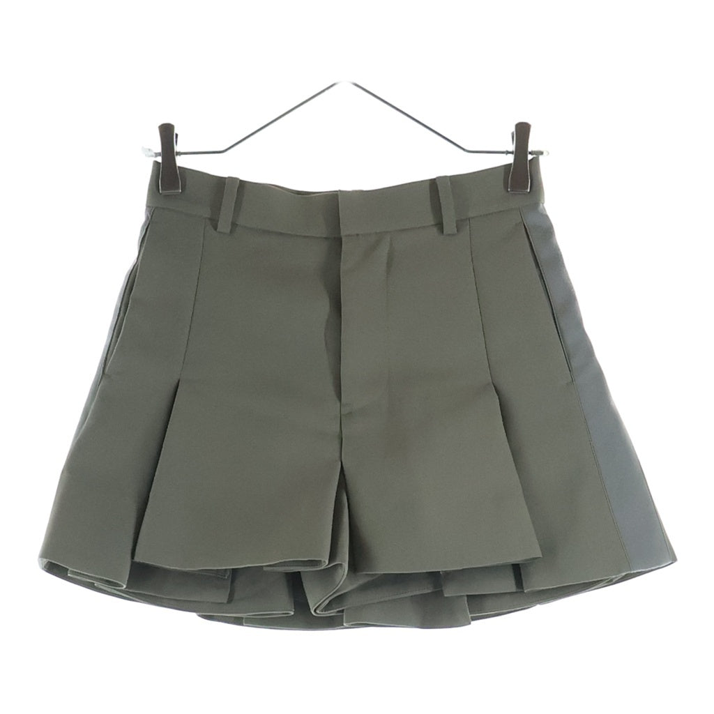 Sacai(サカイ) 25SS Suiting Shorts 25-07644 スーチング プリーツ ショーツ ハーフパンツ レディース カーキ