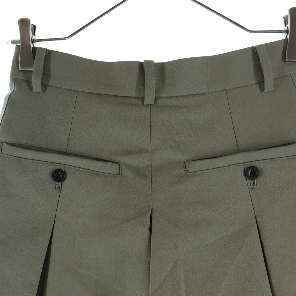 Sacai(サカイ) 25SS Suiting Shorts 25-07644 スーチング プリーツ ショーツ ハーフパンツ レディース カーキ