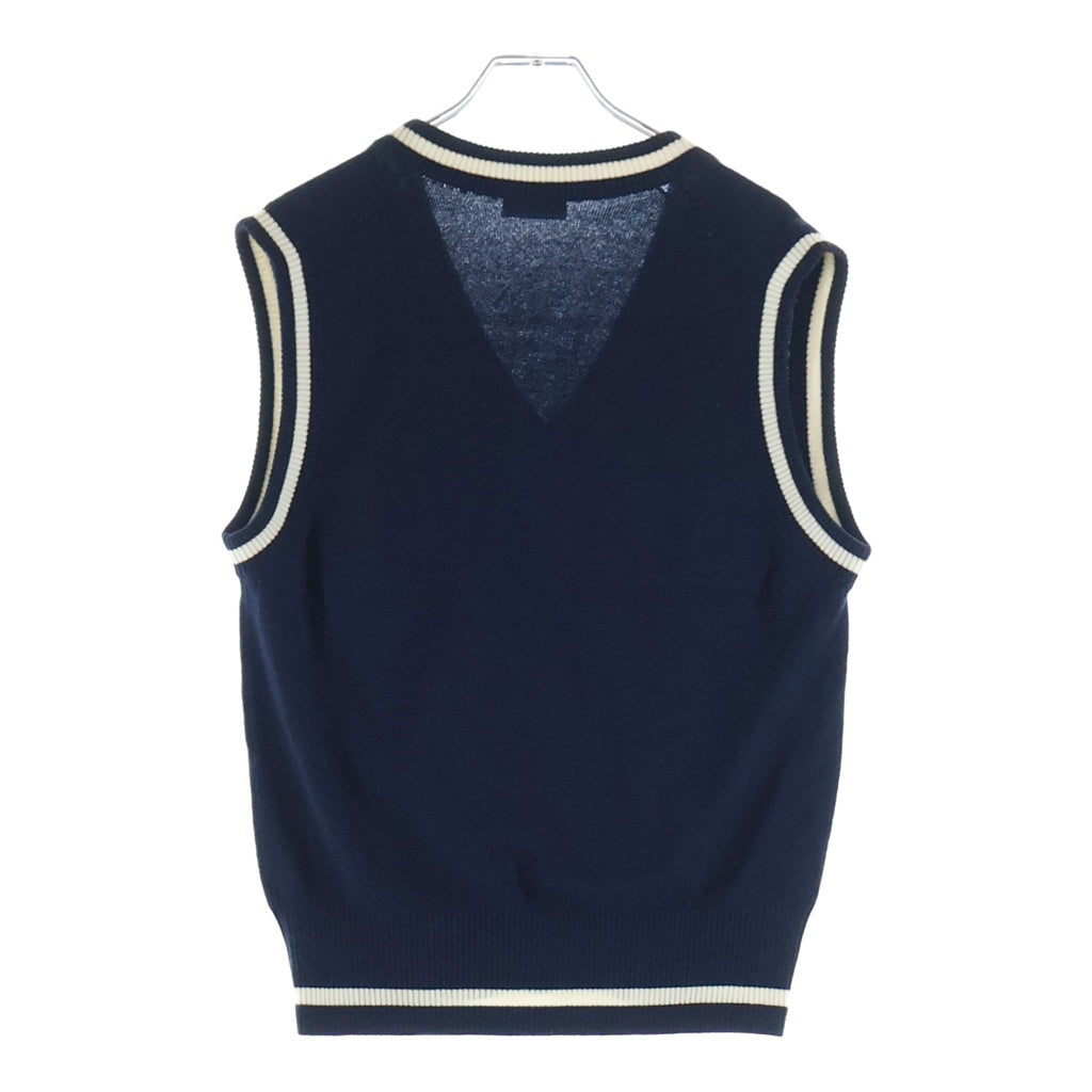DIOR(ディオール) ×AIR JORDAN SLEEVELESS SWEATER 033M606AT143 ×エアジョーダン ロゴ刺繍 Vネック カシミヤニットベスト ネイビー